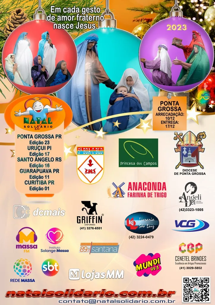 Cartaz Natal Solidário 2023 - Ponta Grossa