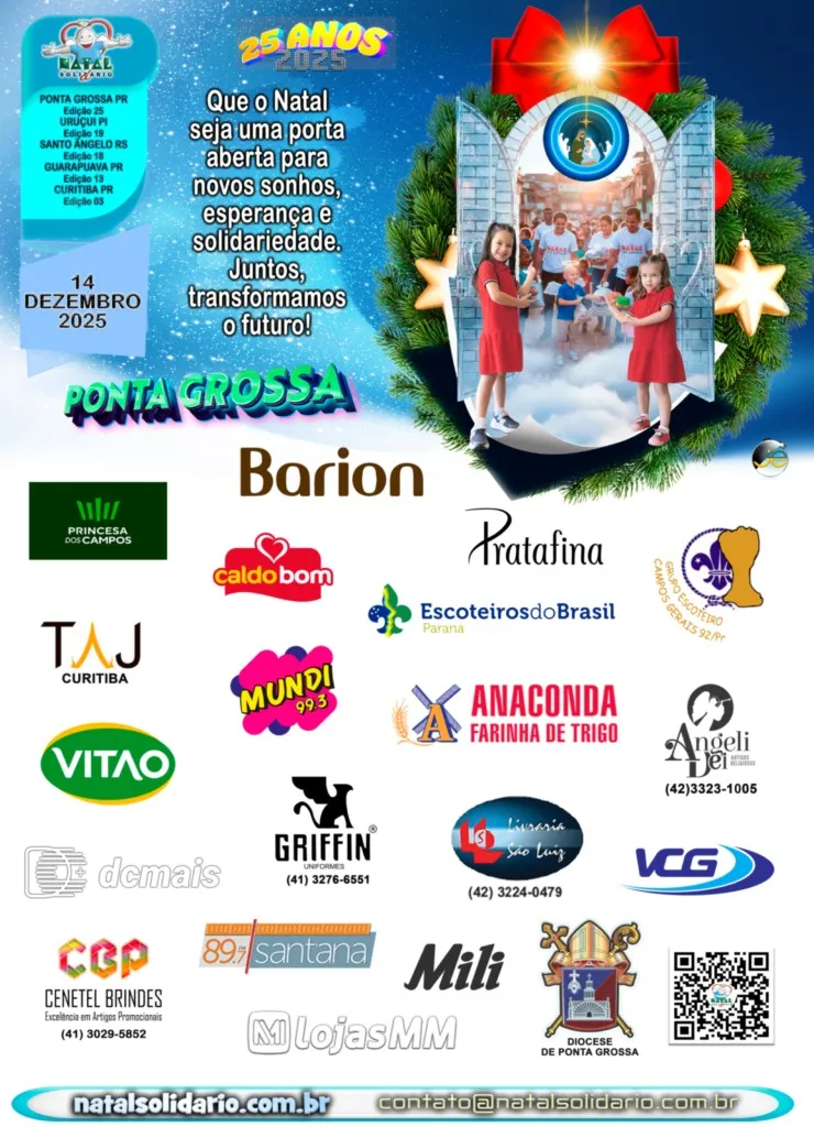 Cartaz Natal Solidário 2025 - Ponta Grossa